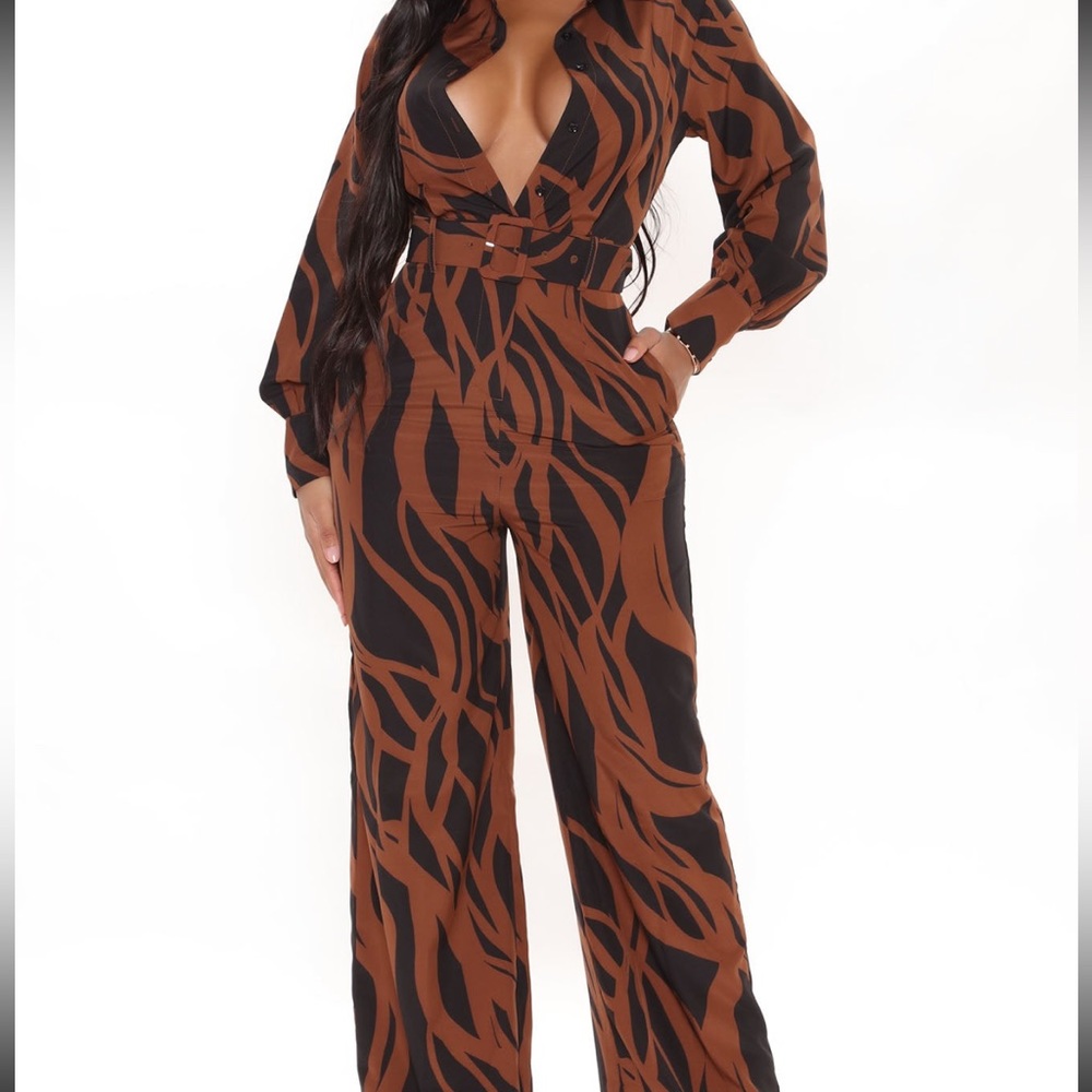 Brown black jumpsuit